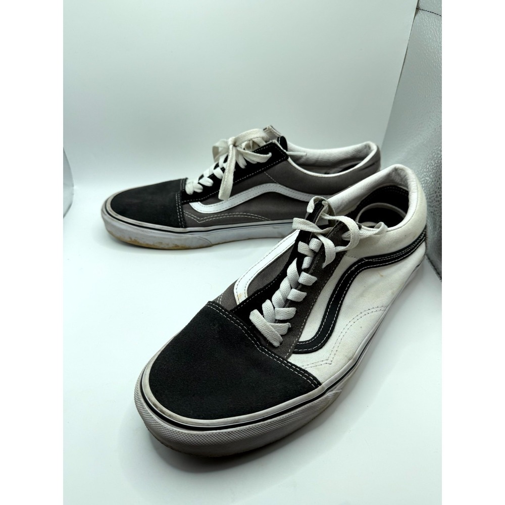 Vans Old Skool Mens 11 Sneakers Black White Canvas Low Top Skateboard Shoes
